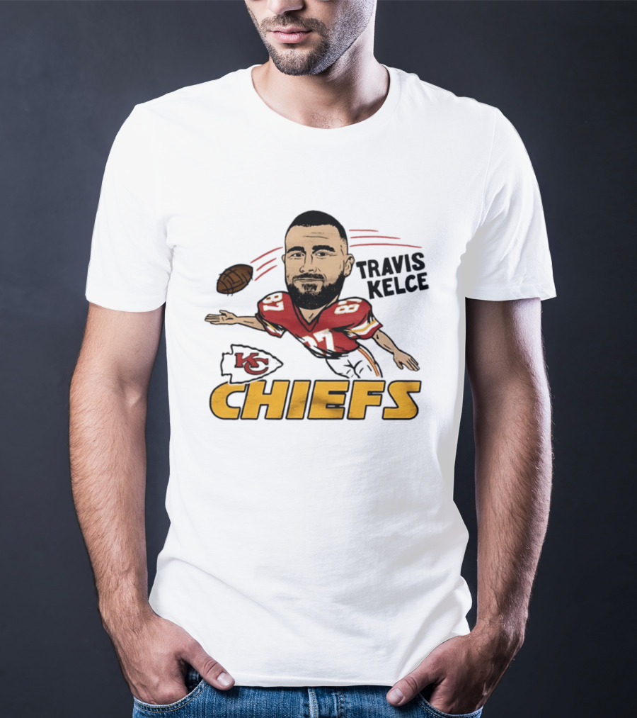 Travis Kelce Kansas City Chiefs Caricature KC Chiefs Football Player T-Shirt