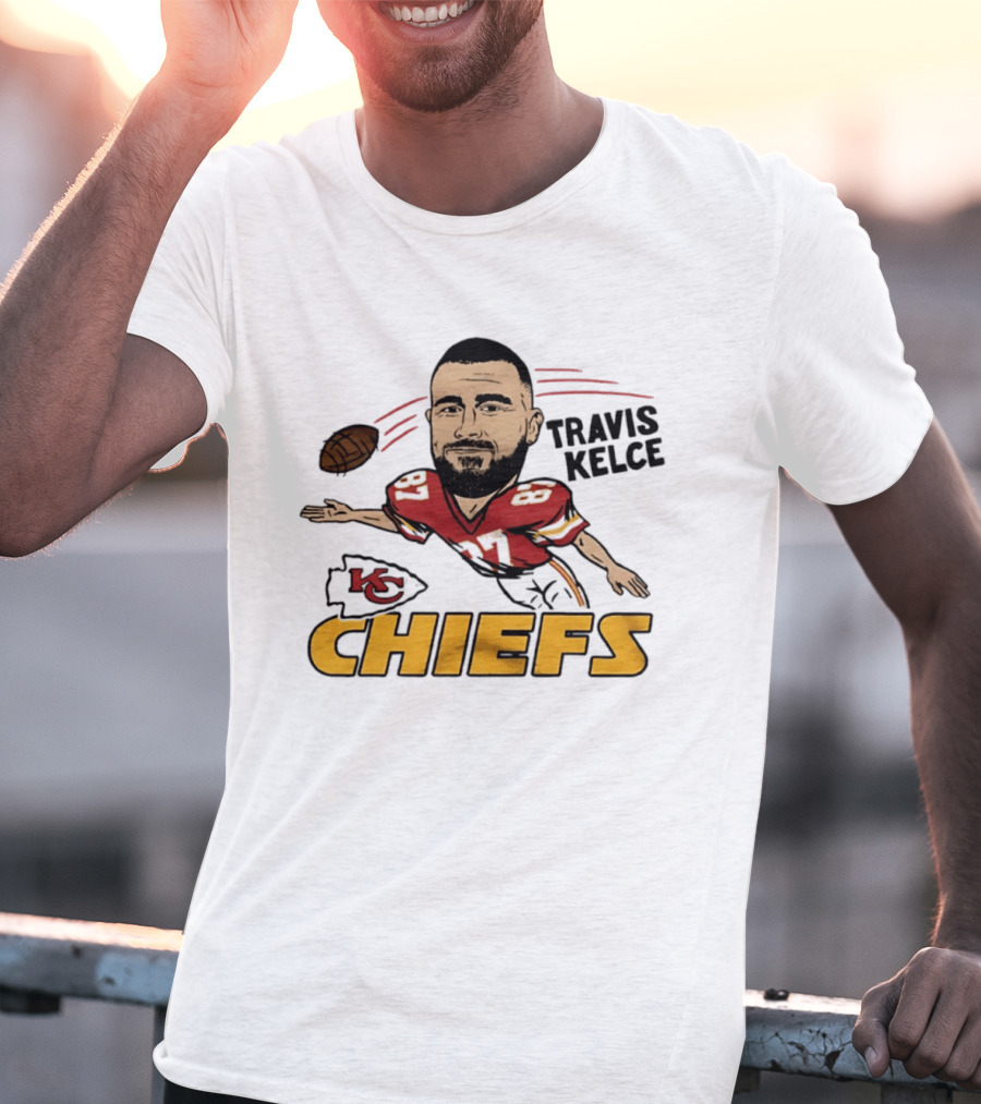 Travis Kelce Kansas City Chiefs Caricature KC Chiefs Football Player T-Shirt