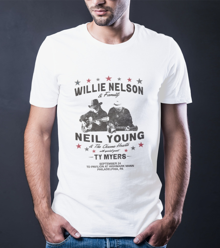 Willie Nelson And Family Neil Young The Outlaw Music Festival TD Pavilion Highmark Mann Philadelphia PA 2026 T-Shirt