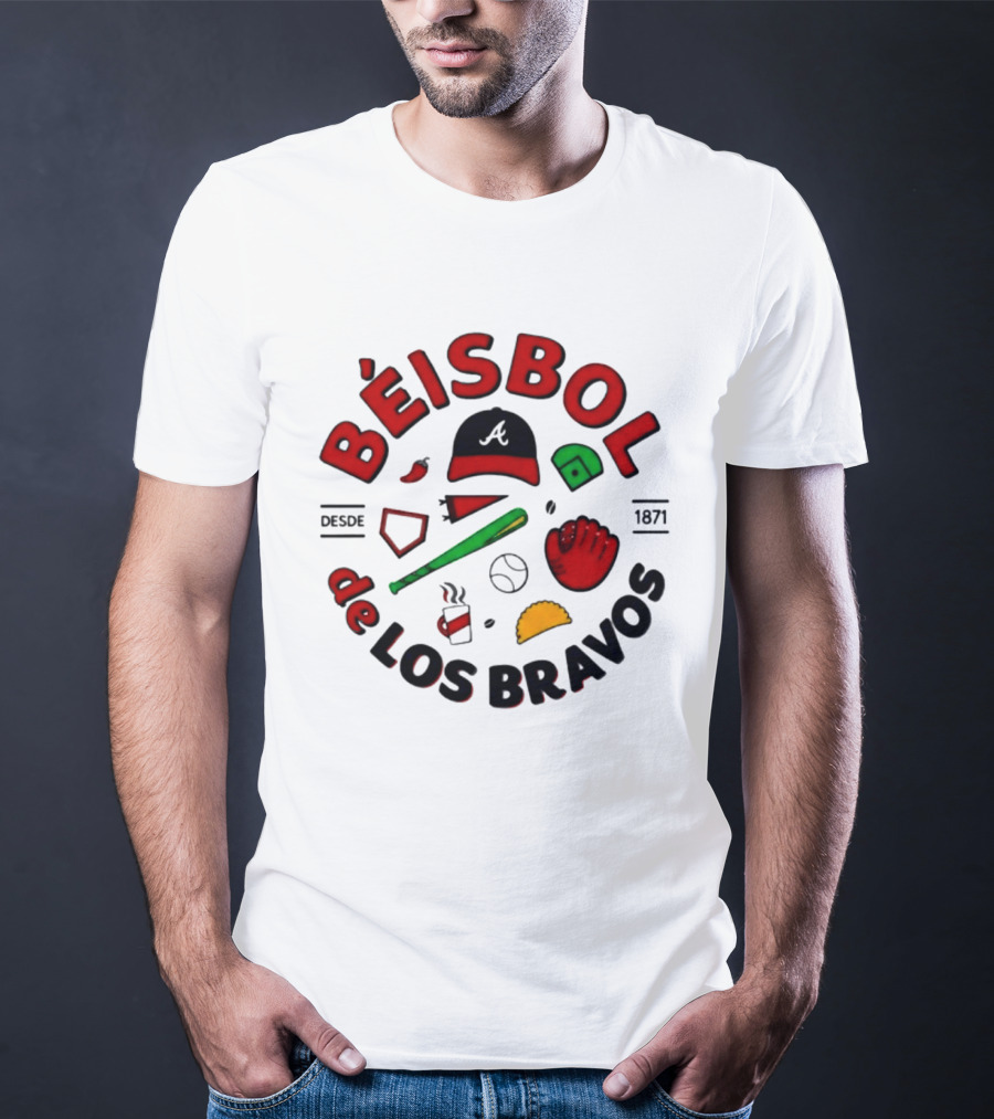 Béisbol De Los Bravos Desde 1871 Hat Bat Glove Baseball Taco Pepper Coffee T-Shirt