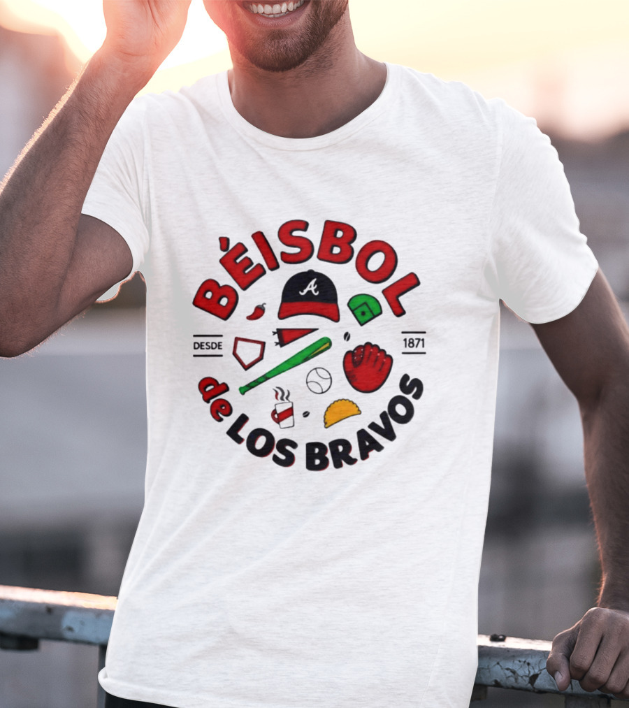 Béisbol De Los Bravos Desde 1871 Hat Bat Glove Baseball Taco Pepper Coffee T-Shirt