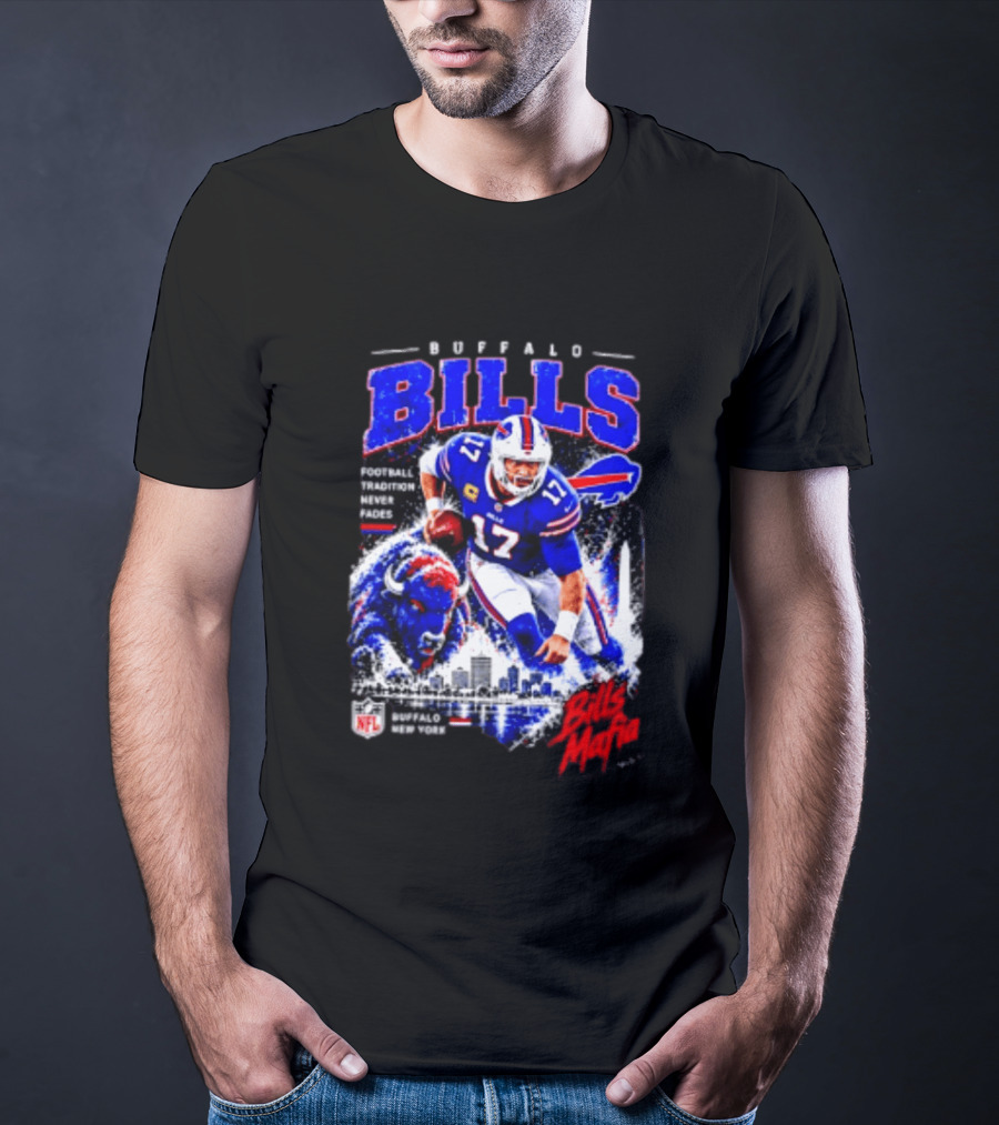 Buffalo Bills Football Tradition Never Fades Bills Mafia NFL Buffalo New York Team Skyline T-Shirt