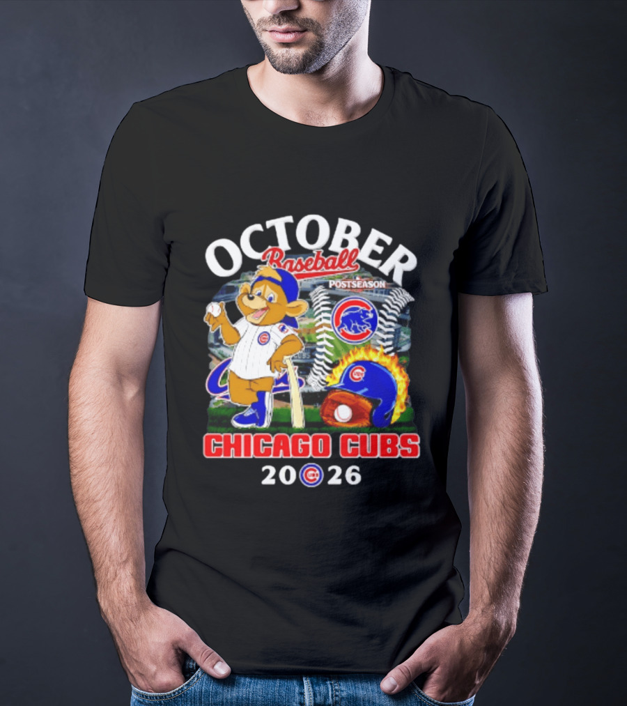 Chicago Cubs October Baseball 2026 MLB Postseason Helmet T-Shirt