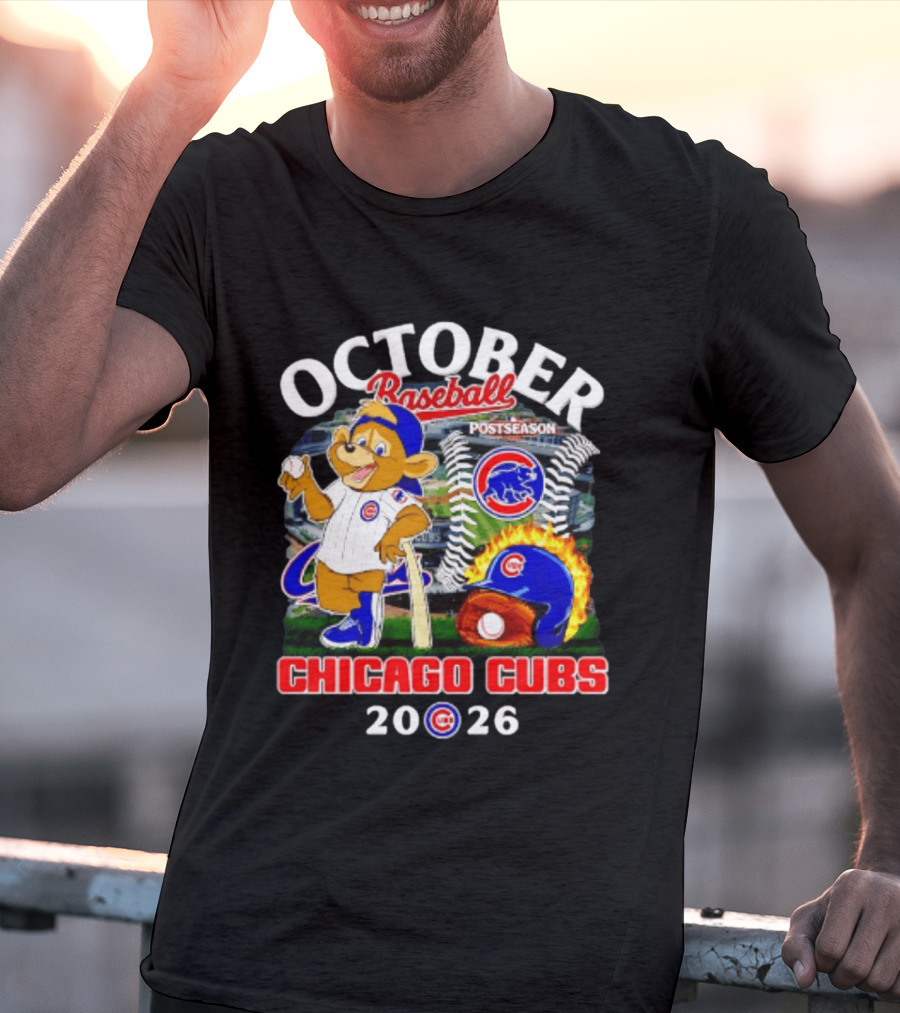 Chicago Cubs October Baseball 2026 MLB Postseason Helmet T-Shirt