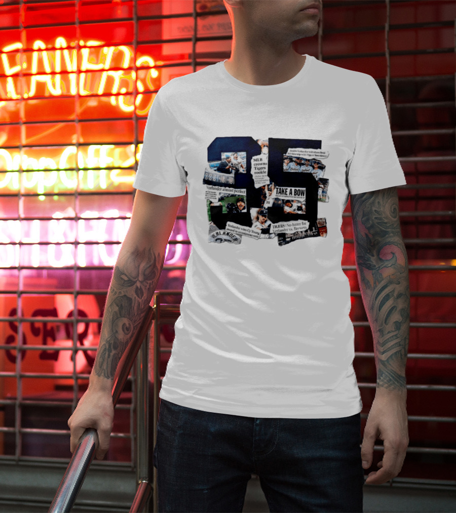 Justin Verlander MLB Crowns Tigers Rookie No Hitter Collage 35 T-Shirt