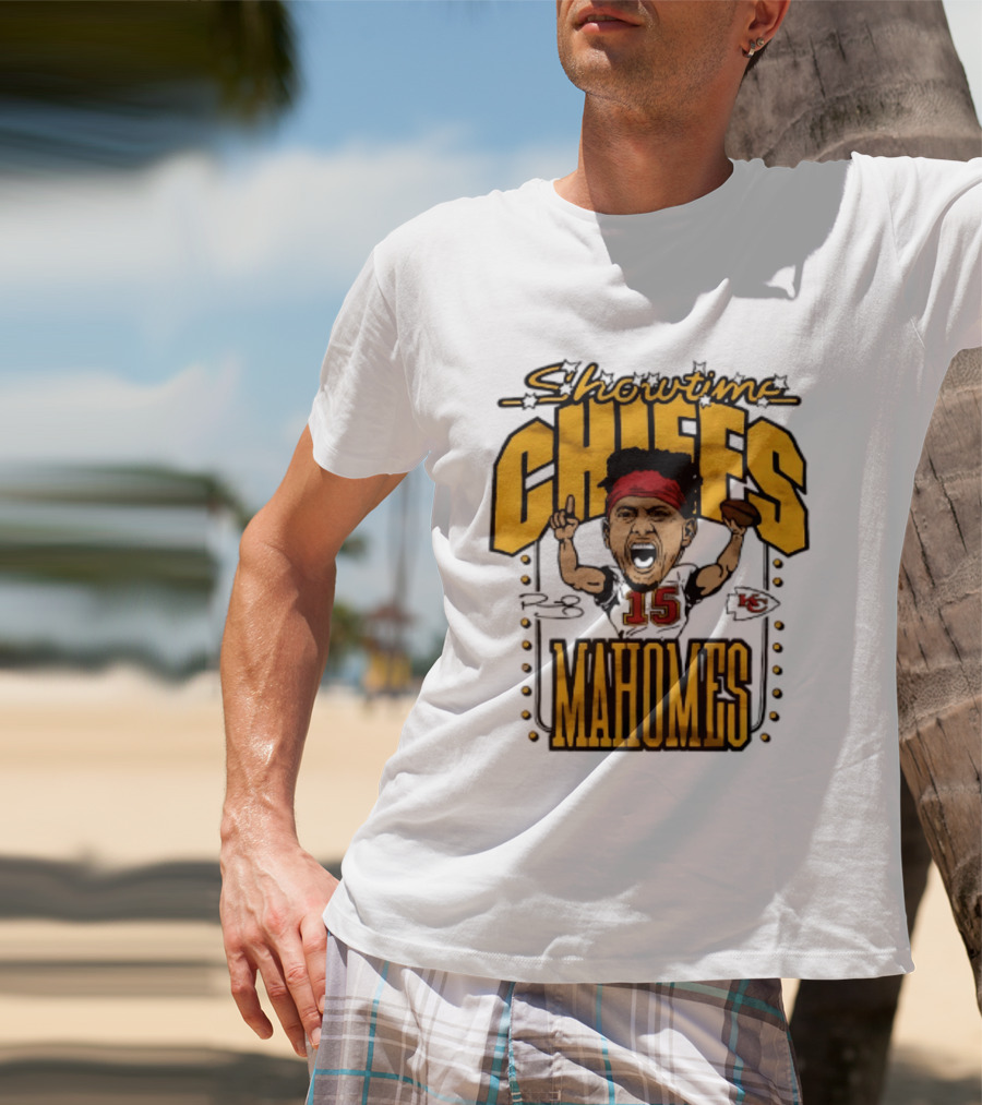 Showtime Chiefs Patrick Mahomes 15 Caricature T-Shirt