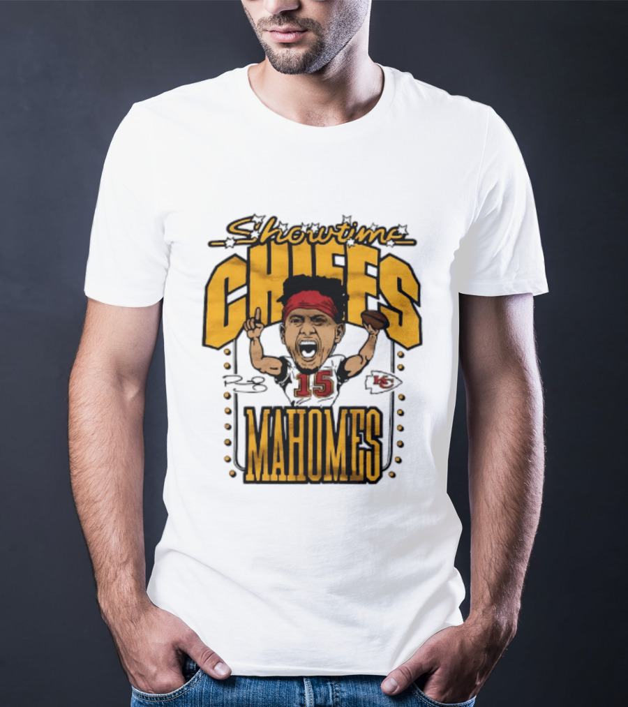Showtime Chiefs Patrick Mahomes 15 Caricature T-Shirt