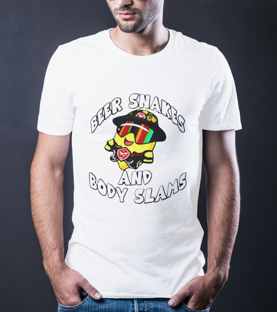 Beer Snakes And Body Slams Lemon Guy Fun Retro 90s T-Shirt