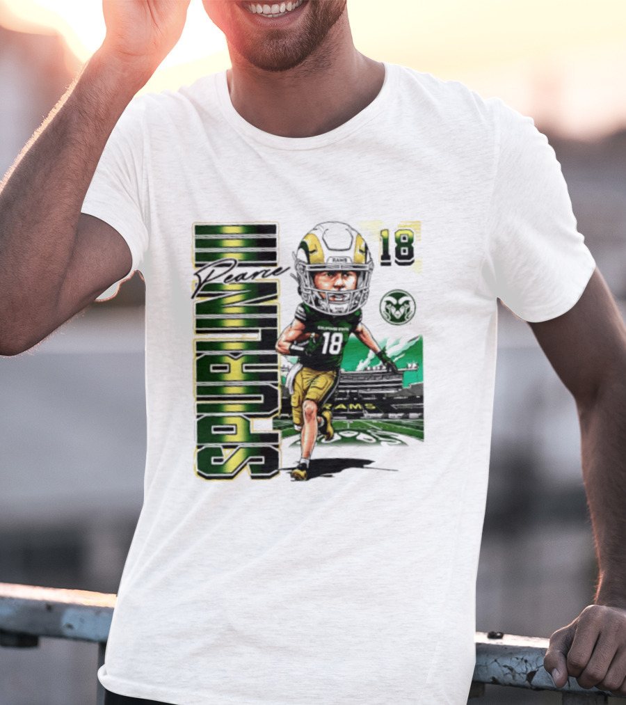 Pearce Spurlin III 18 Colorado State Rams NCAA Football Caricature T-Shirt