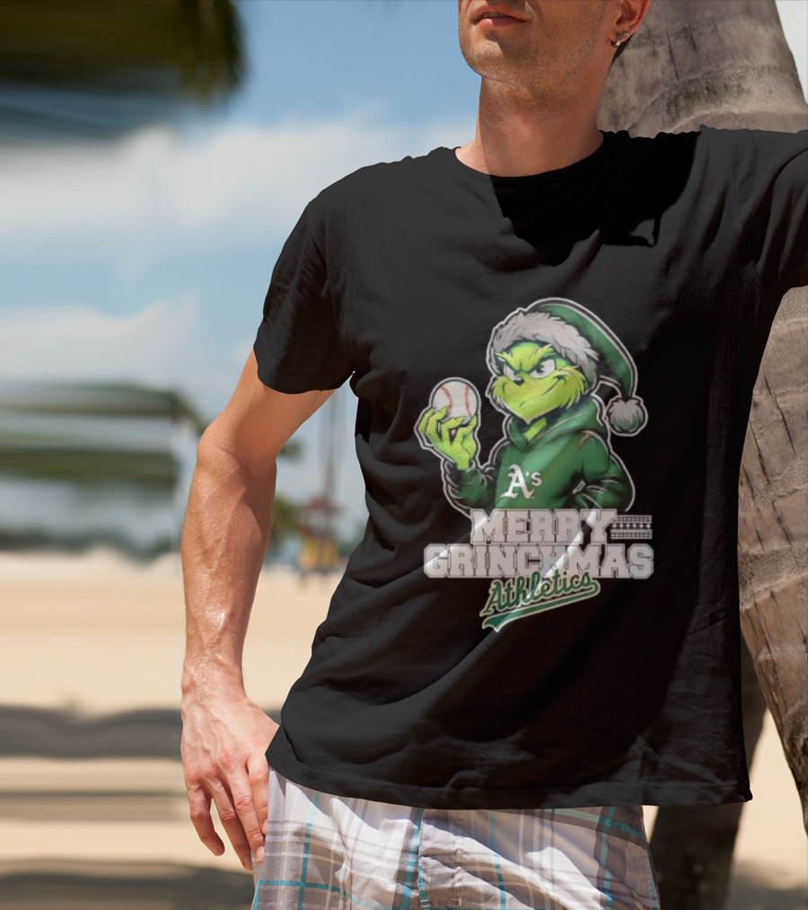 Merry Grinchmas Athletics Baseball Christmas 2026 T-Shirt
