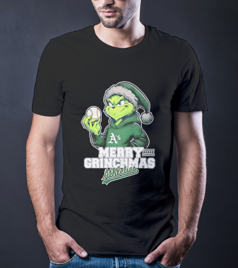 Merry Grinchmas Athletics Baseball Christmas 2026 T-Shirt