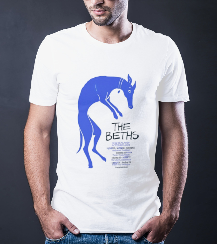 The Beths New Zealand Aotearoa 2024 Tour Blue Jumping Dog T-Shirt