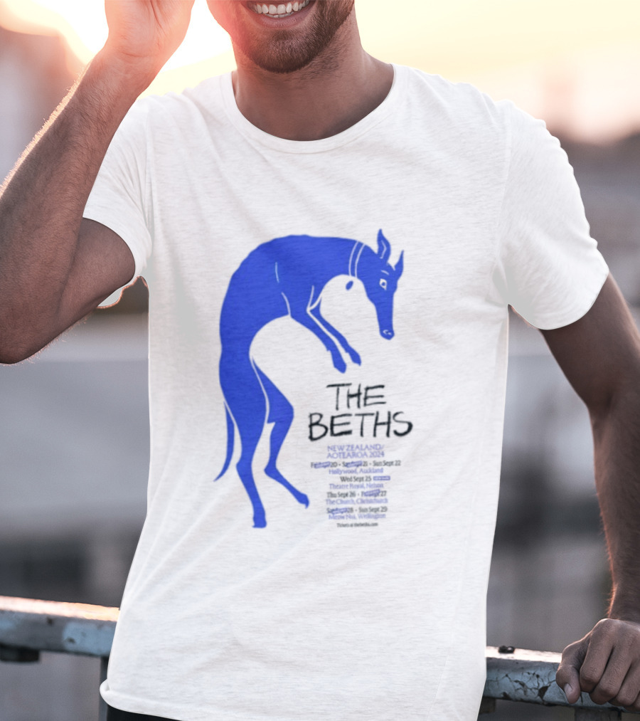 The Beths New Zealand Aotearoa 2024 Tour Blue Jumping Dog T-Shirt
