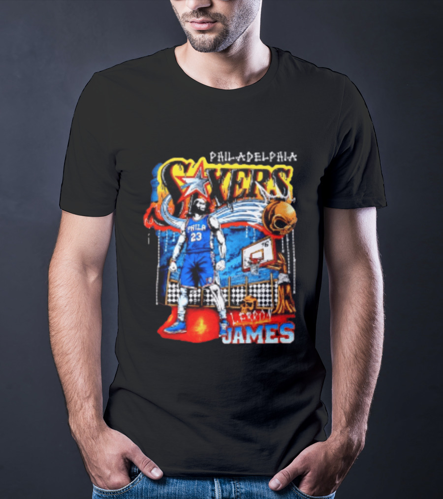 Philadelphia 76ers LeBron James Skeleton Basketball T-Shirt