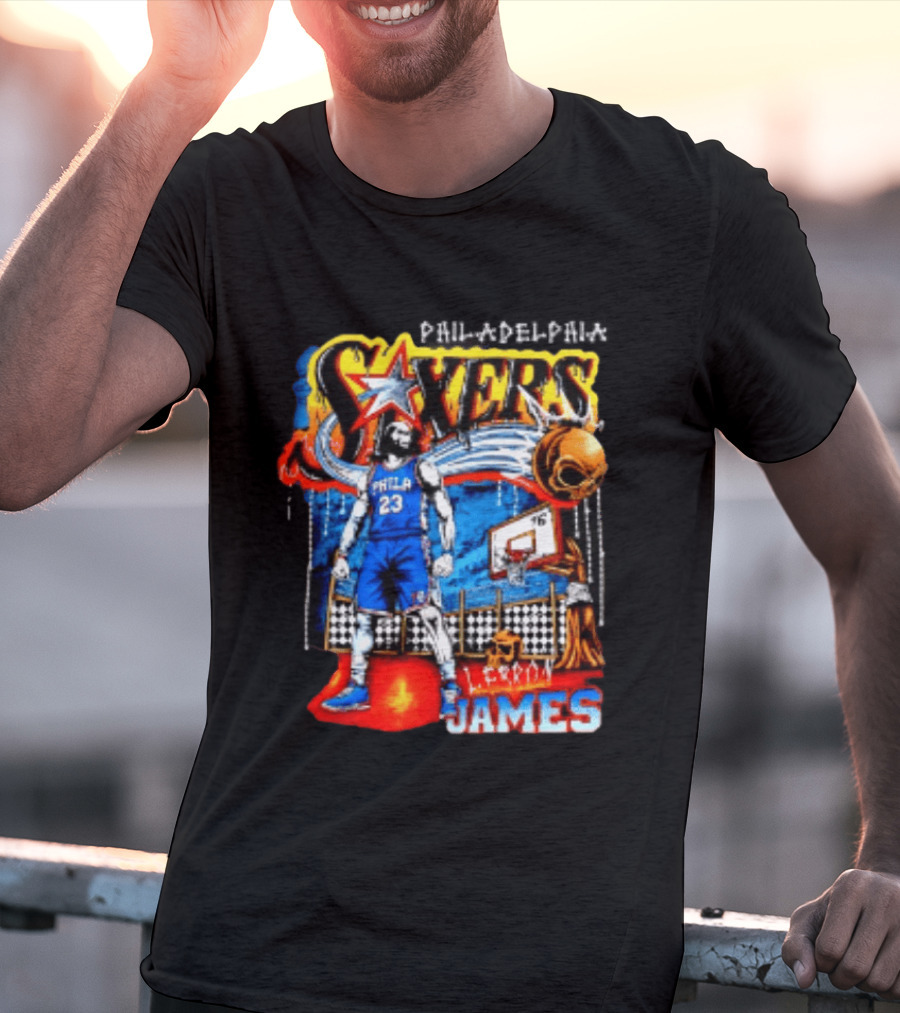 Philadelphia 76ers LeBron James Skeleton Basketball T-Shirt