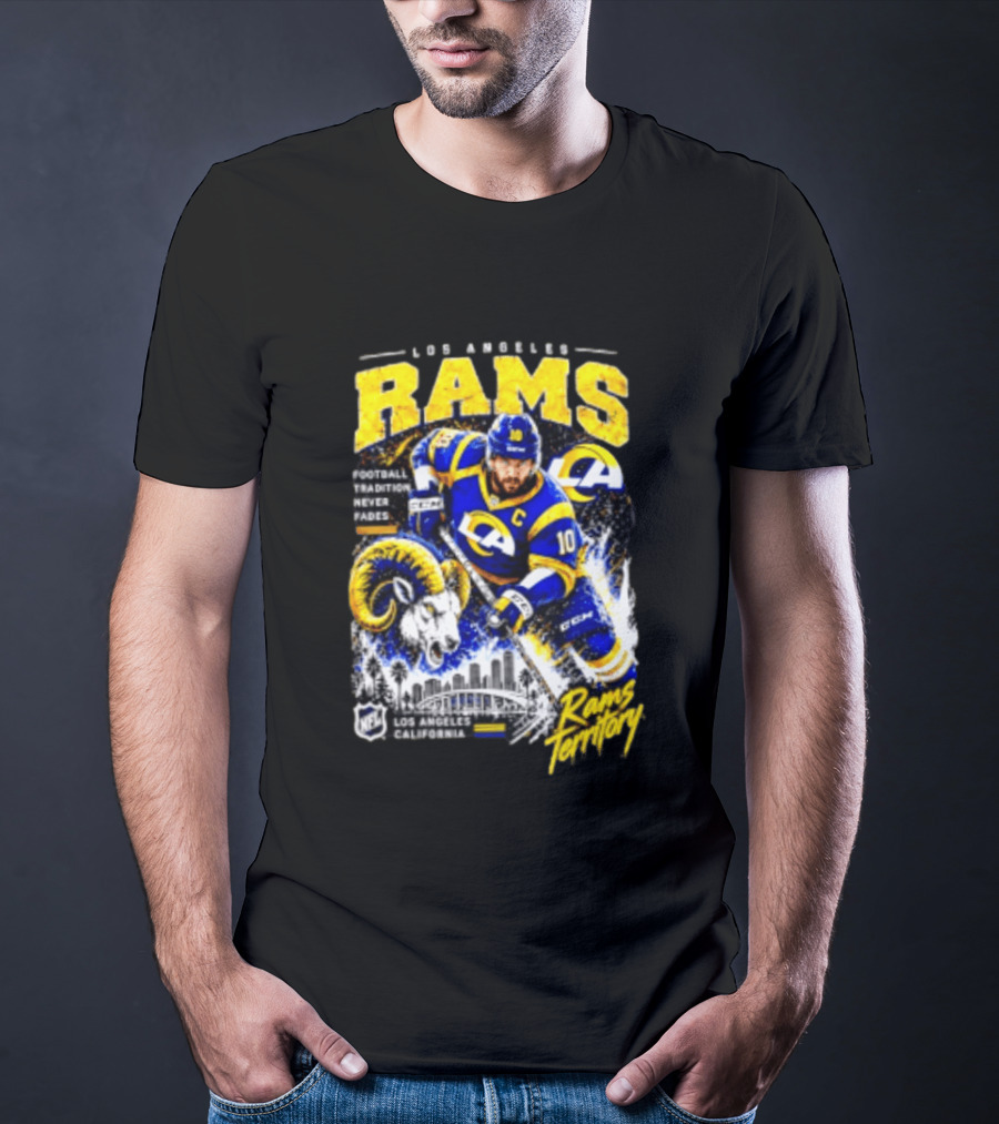 Los Angeles Rams Football Tradition Never Fades Rams Territory California NFL Skyline T-Shirt