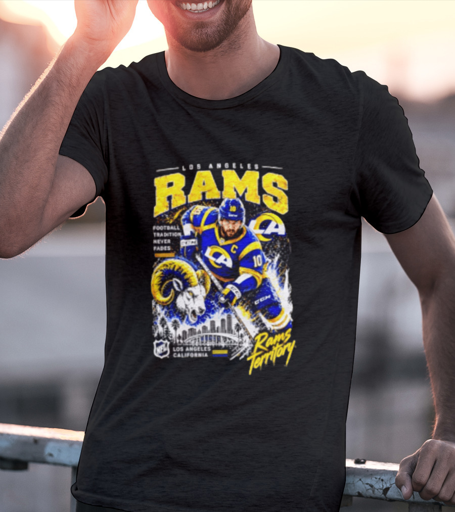 Los Angeles Rams Football Tradition Never Fades Rams Territory California NFL Skyline T-Shirt