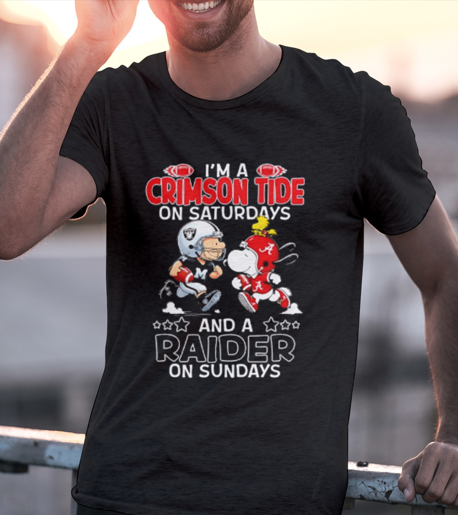 Peanuts I'm A Crimson Tide On Saturdays And A Raider On Sundays T-Shirt