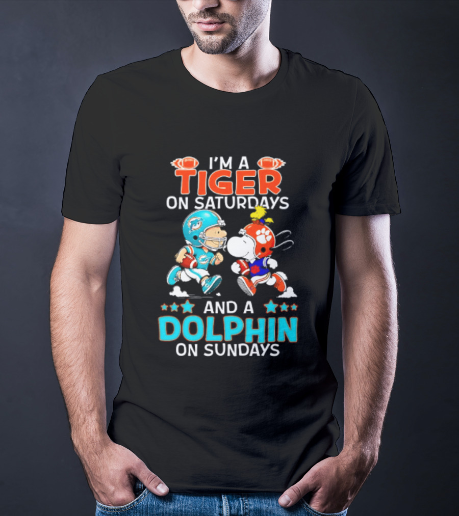 I'm A Tiger On Saturdays And A Dolphin On Sundays Peanuts Football T-Shirt