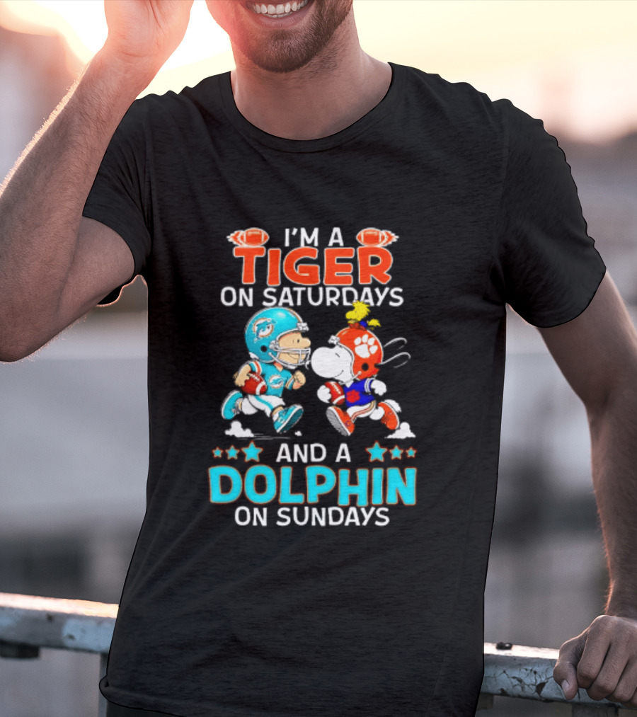 I'm A Tiger On Saturdays And A Dolphin On Sundays Peanuts Football T-Shirt