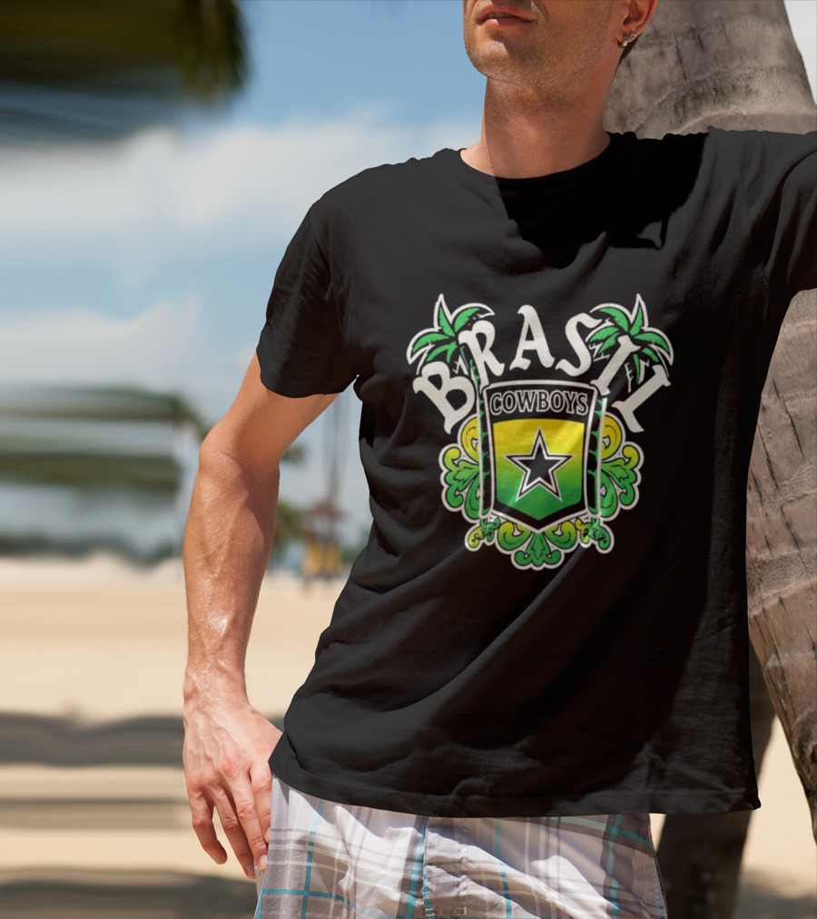 Brasil Cowboys Star Shield Palms Green Yellow T-Shirt