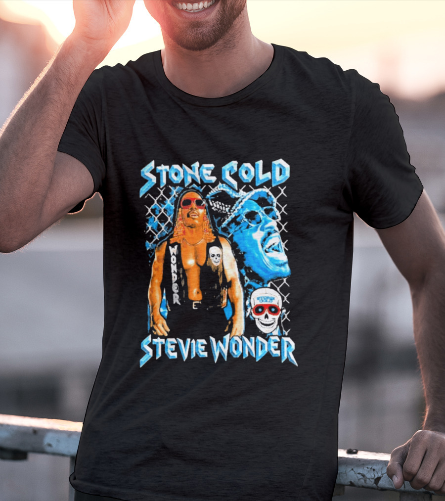 Stone Cold Stevie Wonder Collaboration Red Sunglasses T-Shirt