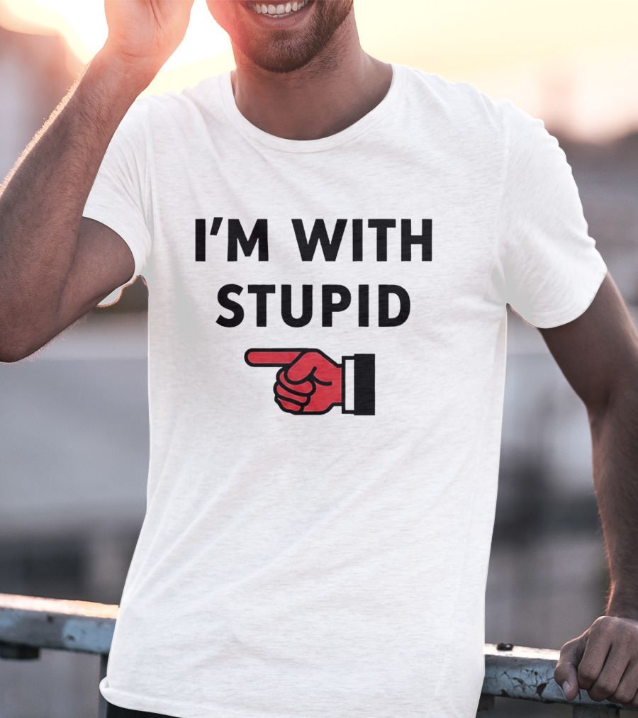 I'm With Stupid Red Pointing Finger T-Shirt