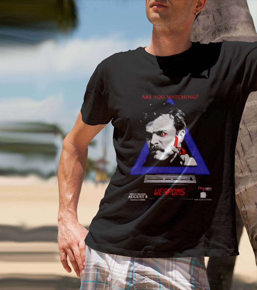 Are You Ing Weapons Triangle Face Art New Line Cinema T-Shirt