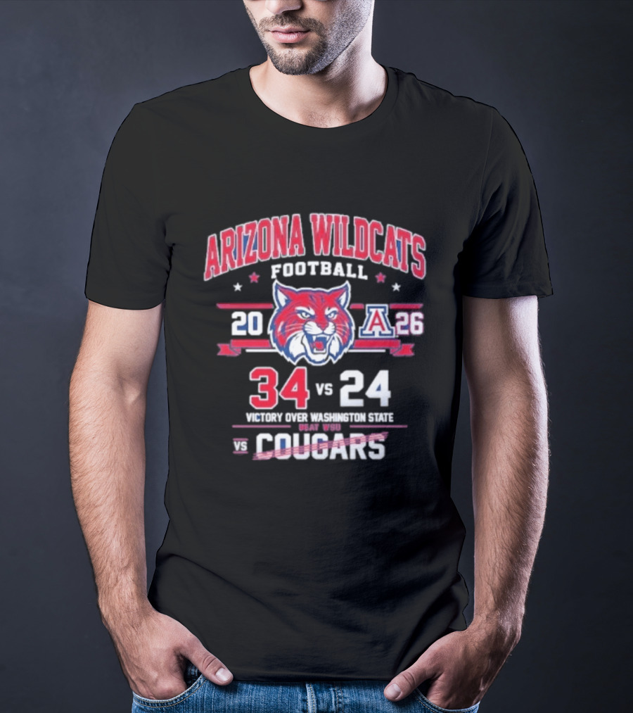 Arizona Wildcats Football 2026 Victory Over Washington State Cougars 34 24 T-Shirt