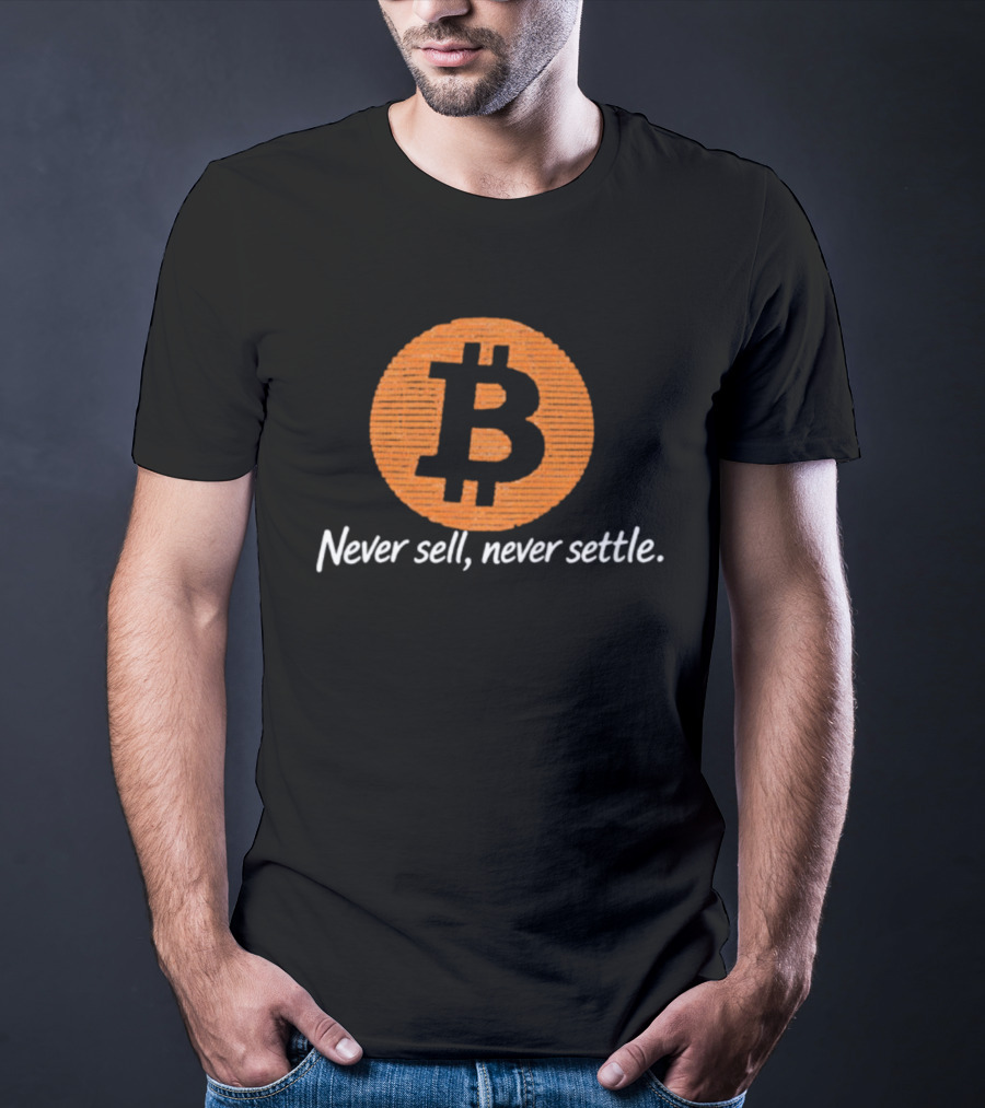 Bitcoin Never Sell Never Settle Orange B T-Shirt