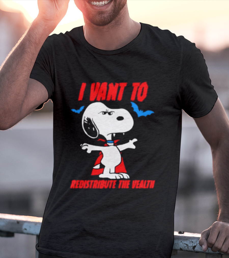 Snoopy I Want To Redistribute The Wealth Halloween Dracula Bats T-Shirt