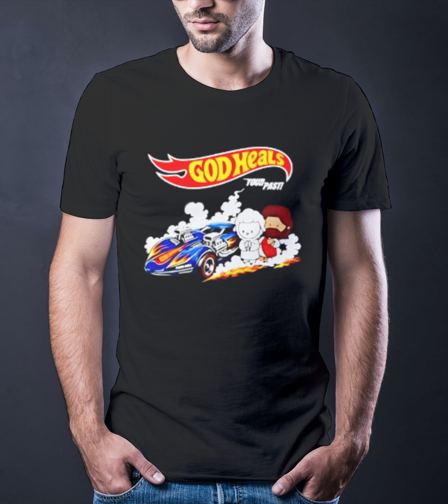 God Heals Hot Wheels Jesus And Lamb Twin Mill T-Shirt