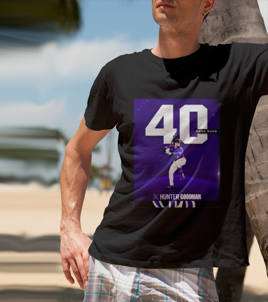 Hunter Goodman 40 Home Runs Colorado Rockies Purple T-Shirt