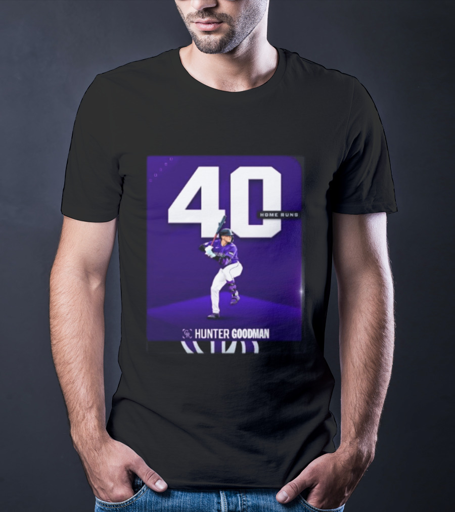 Hunter Goodman 40 Home Runs Colorado Rockies Purple T-Shirt