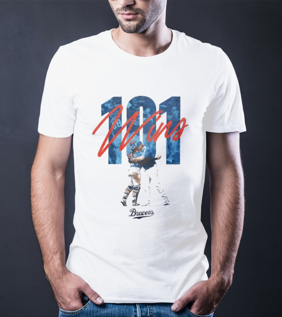 Brewers 101 Wins Robert Gasser William Contreras Celebration T-Shirt