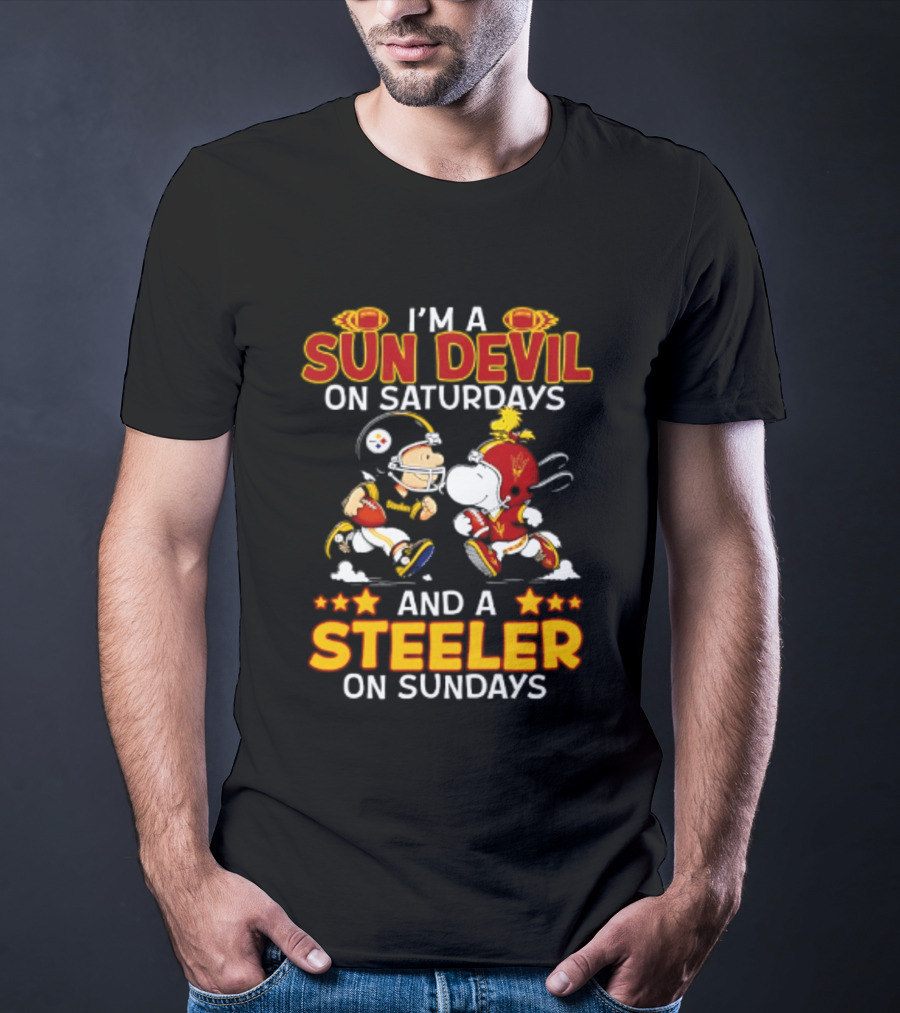 I'm A Sun Devil On Saturdays And A Steeler On Sundays Peanuts Football T-Shirt