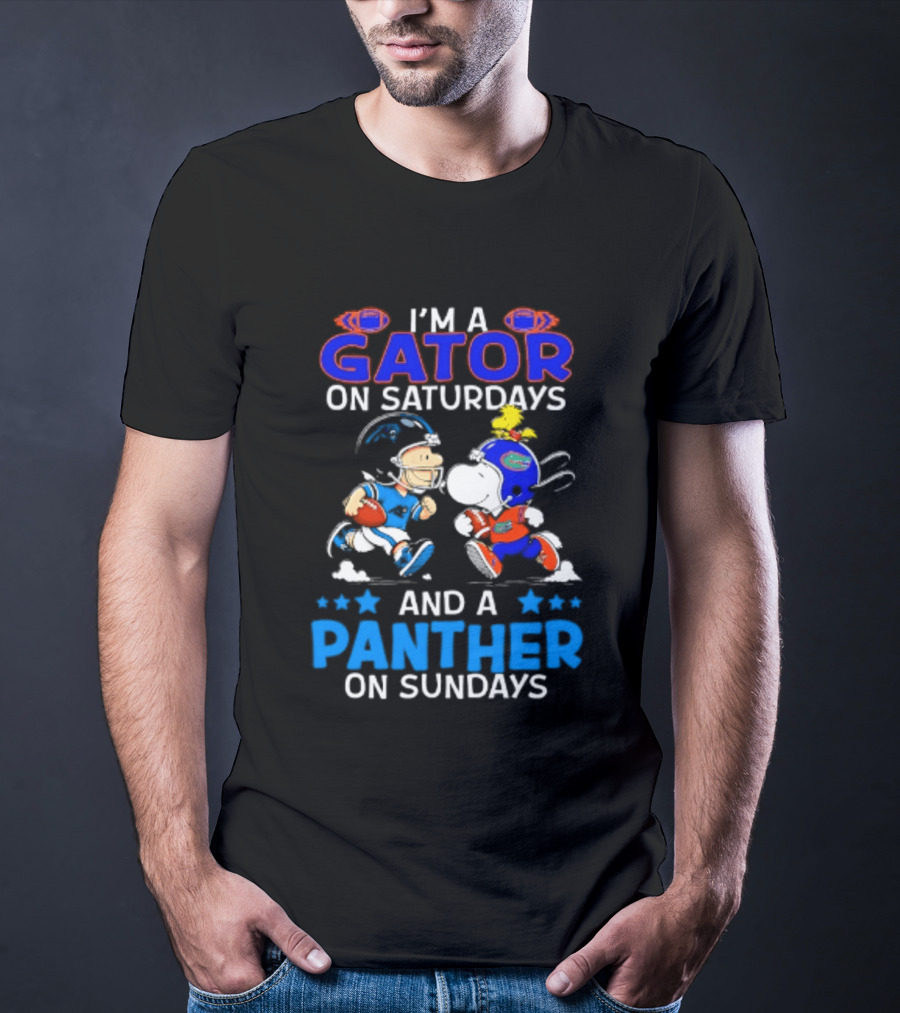 Peanuts I'm A Gator On Saturdays And A Panther On Sundays Football T-Shirt