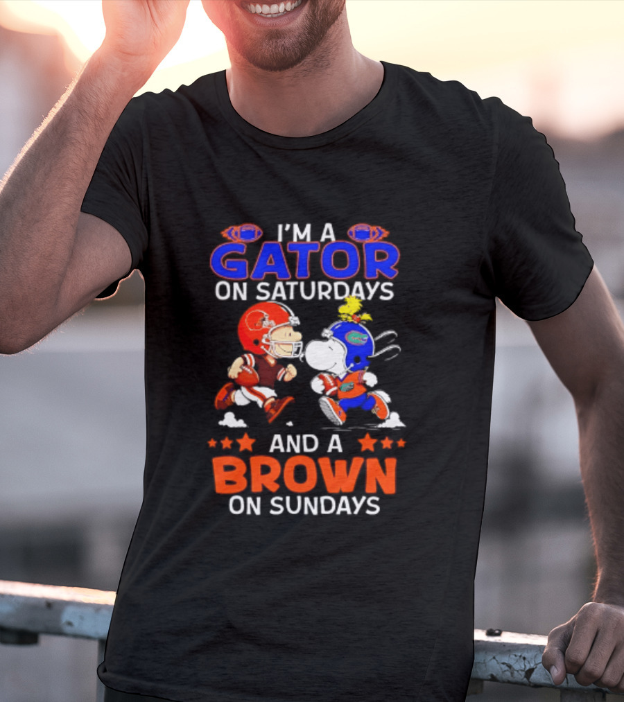 Gator On Saturdays Brown On Sundays Peanuts Football Fan T-Shirt
