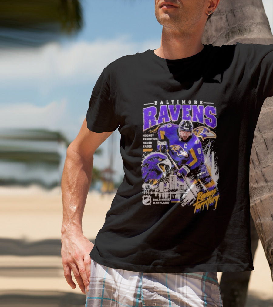 Baltimore Ravens Territory Tradition Never Fades Skyline Maryland Hockey T-Shirt