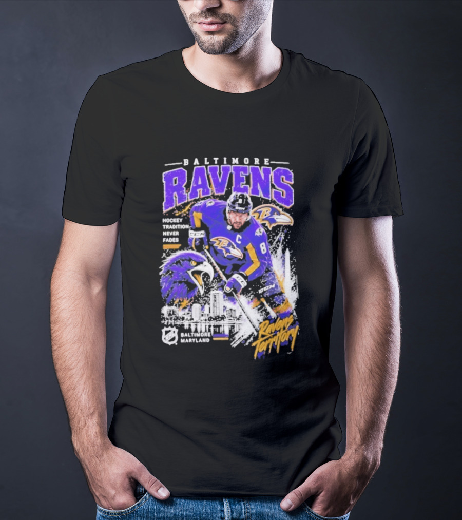 Baltimore Ravens Territory Tradition Never Fades Skyline Maryland Hockey T-Shirt