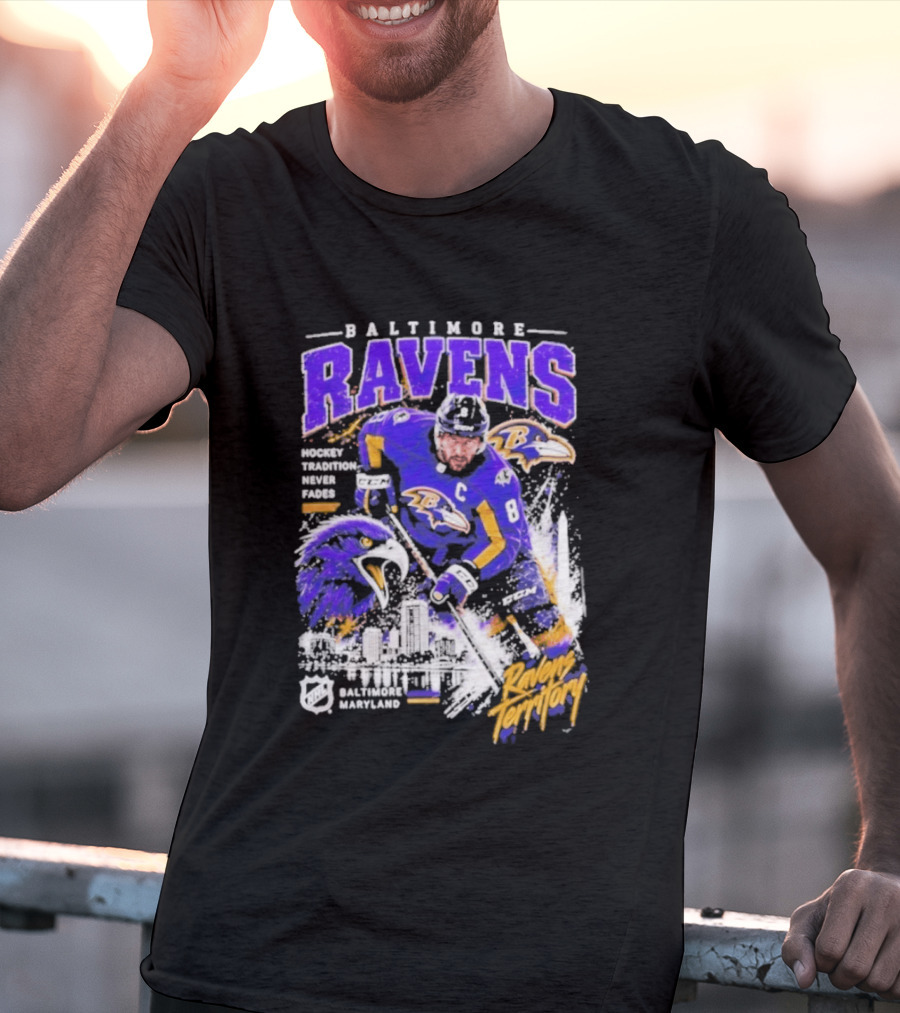 Baltimore Ravens Territory Tradition Never Fades Skyline Maryland Hockey T-Shirt