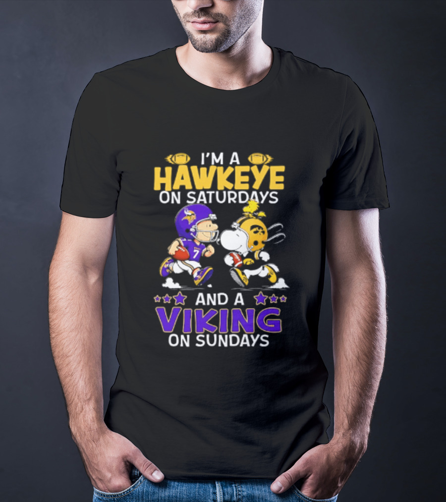I'm A Hawkeye On Saturdays And A Viking On Sundays Peanuts Mashup T-Shirt