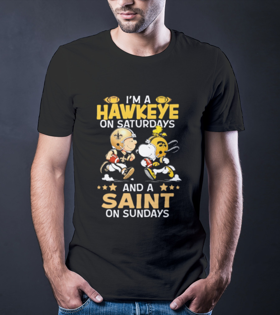 Peanuts I'm A Hawkeye On Saturdays And A Saint On Sundays T-Shirt