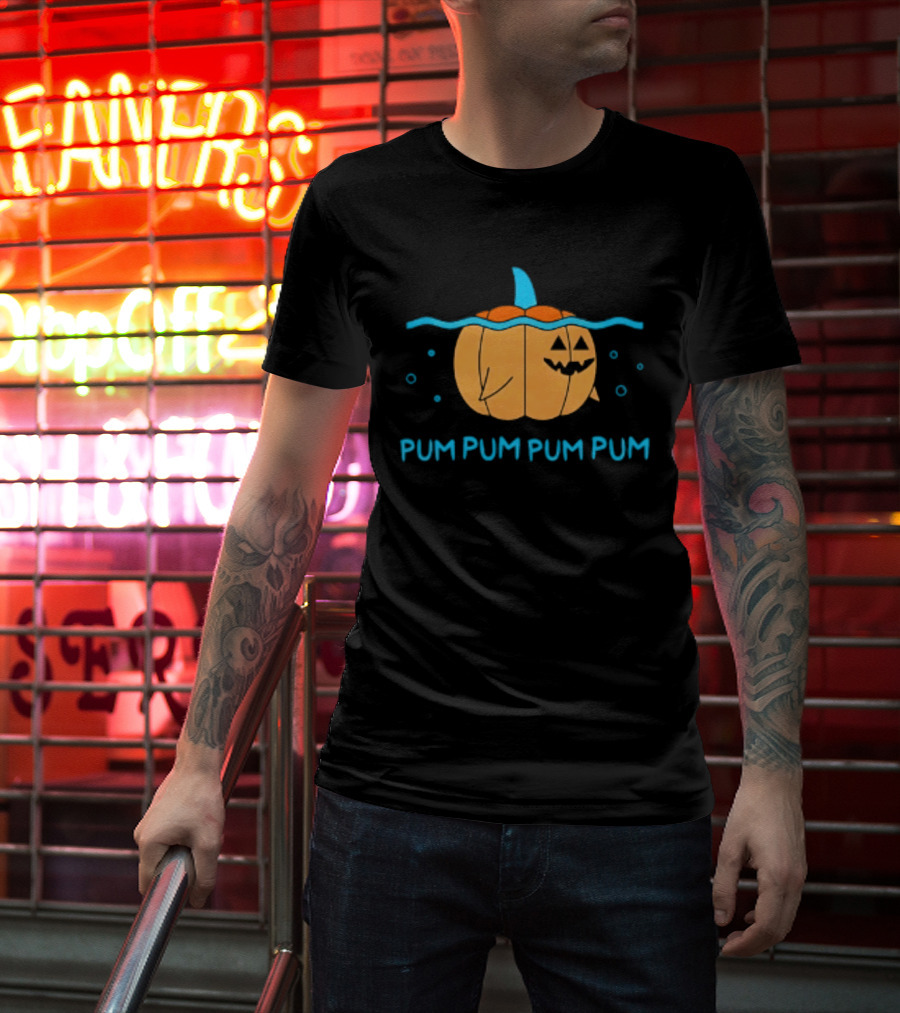 Pum Pum Pum Pum Pumpkin Shark Halloween Fun T-Shirt