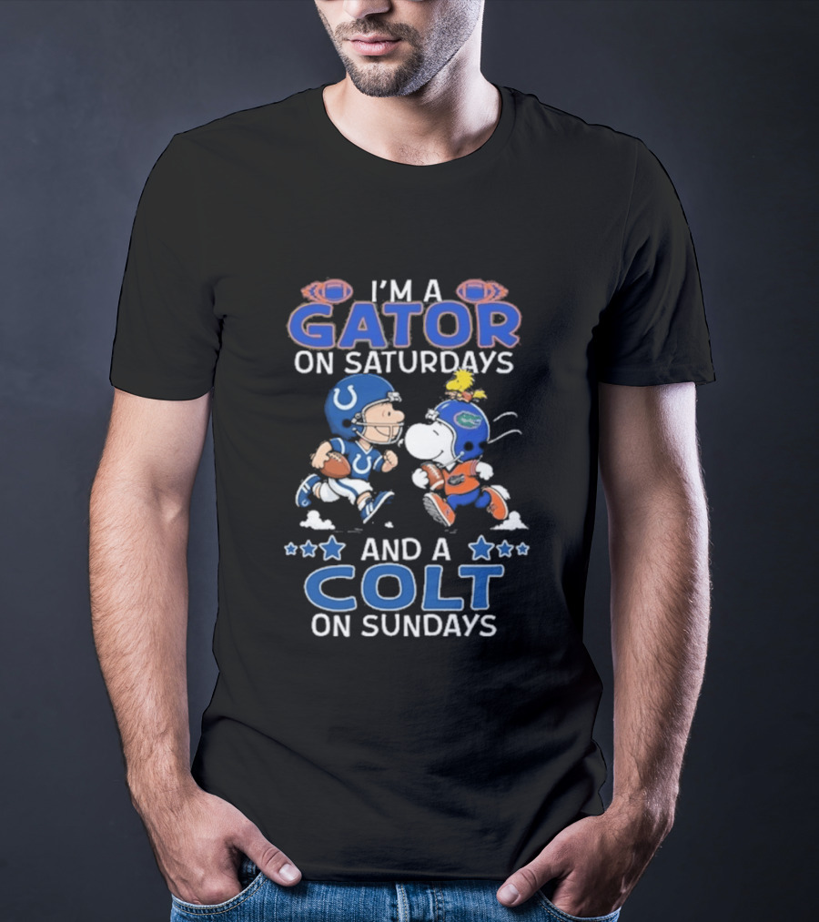 Charlie Brown Snoopy Gator Saturdays Colt Sundays Football Fans T-Shirt