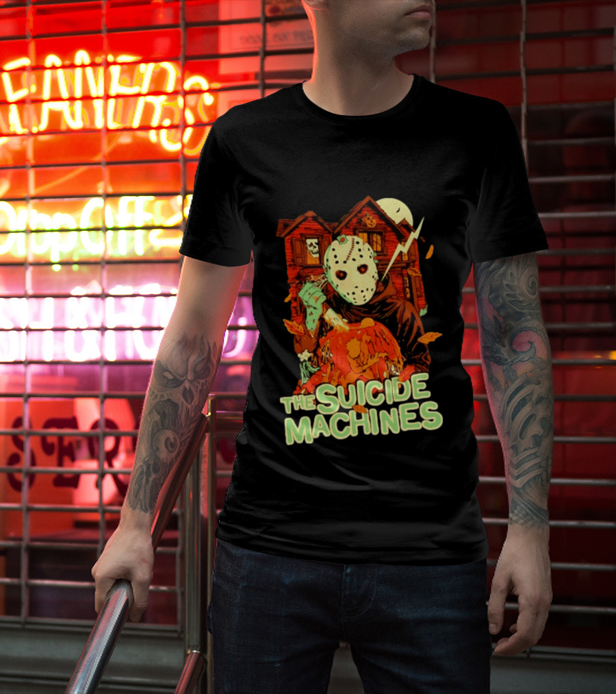 The Suicide Machines Jason Voorhees Pumpkin Halloween House Lightning T-Shirt