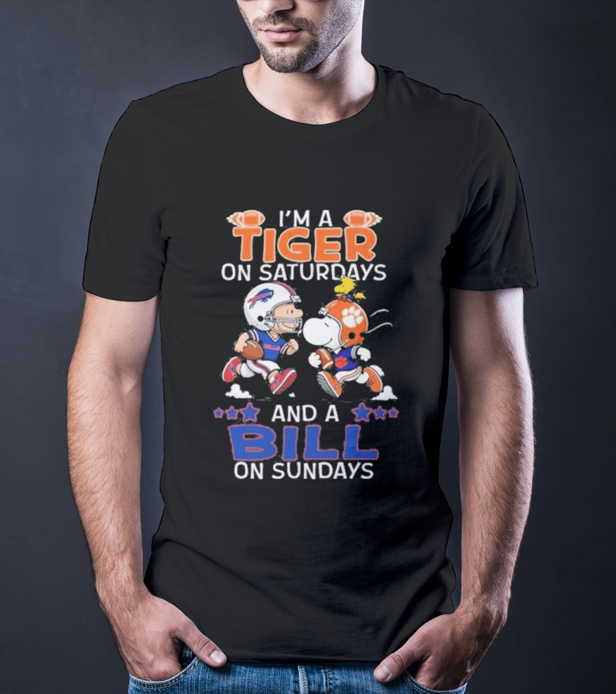 Charlie Brown Snoopy Tiger Saturdays Bill Sundays T-Shirt