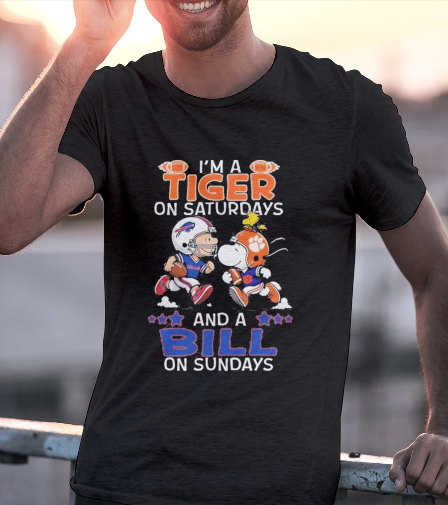 Charlie Brown Snoopy Tiger Saturdays Bill Sundays T-Shirt