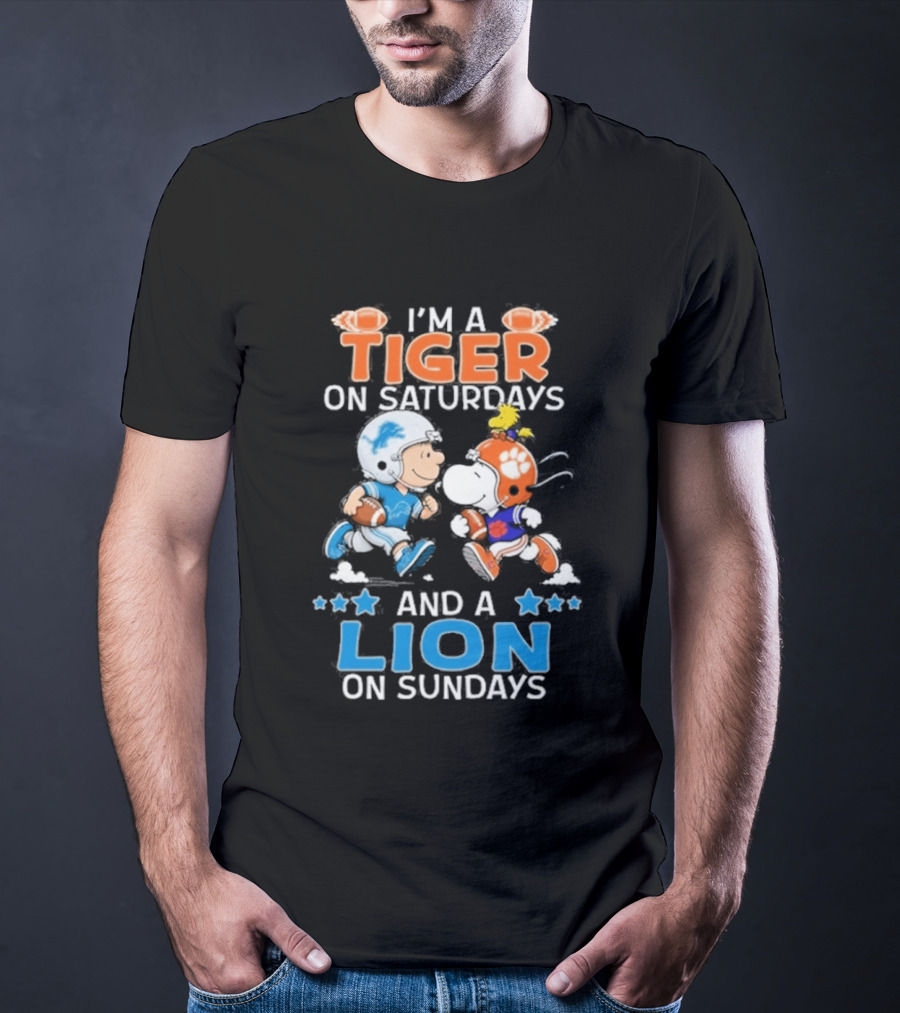 I'm A Tiger On Saturdays And A Lion On Sundays Featuring Snoopy And Charlie Brown Football T-Shirt