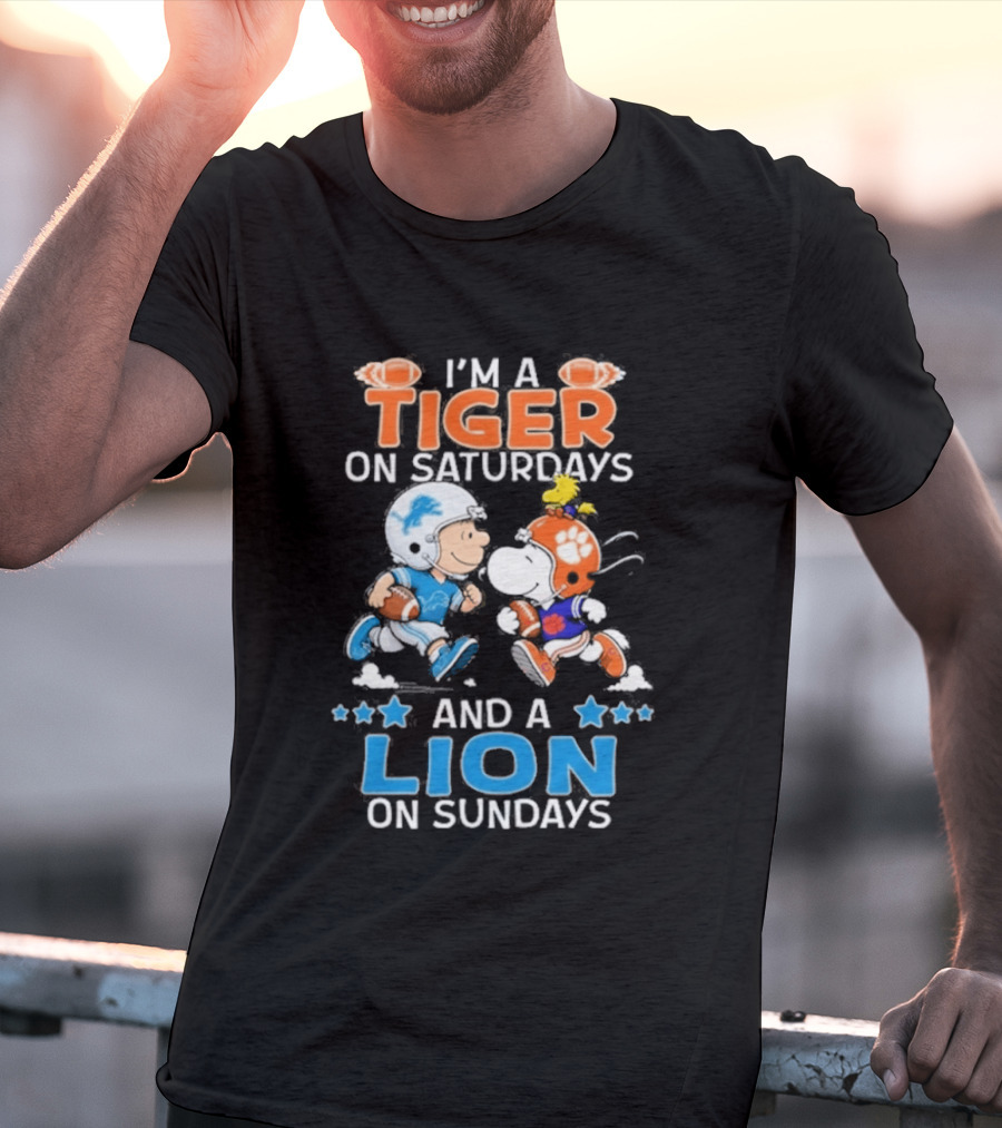 I'm A Tiger On Saturdays And A Lion On Sundays Featuring Snoopy And Charlie Brown Football T-Shirt